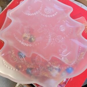 Vintage, NOS, Mikasa Frosted cystal Christmas Tree Shaped Platter 13"